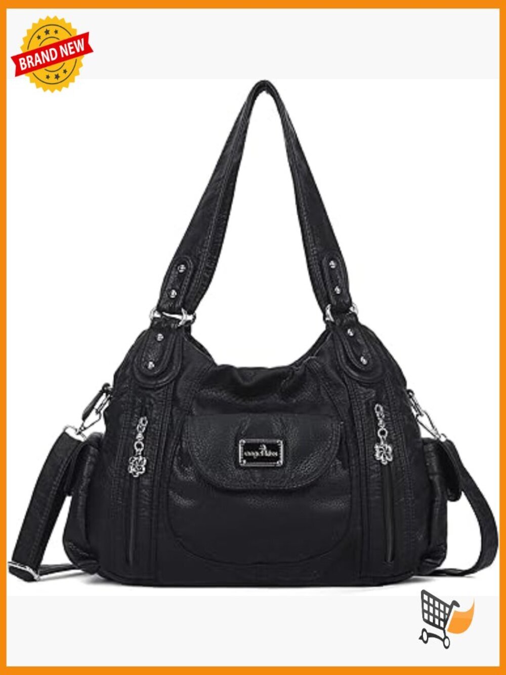 Large Hobo Shoulder Bag Faux Leather Satchel Purse Tote Multipocket